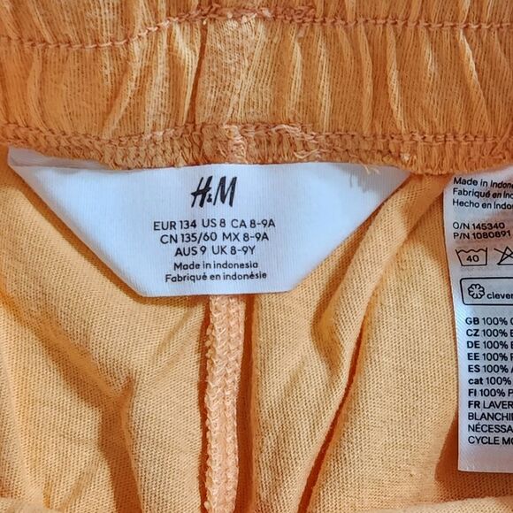 H&M Girls Orange Spring Summer Cotton Shorts Size 8 - Picture 3 of 5